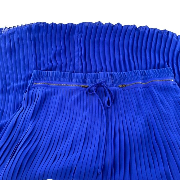 Worthington Petite PXL Royal Blue Pleated Maxi Skirt Drawstring & Zipper Cobalt - Picture 9 of 14